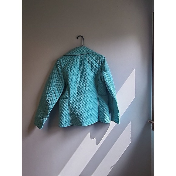 ESPRIT Diamond Quilted Reversible Jacket Teal Blue Floral Print Pockets Retro S - Picture 4 of 7